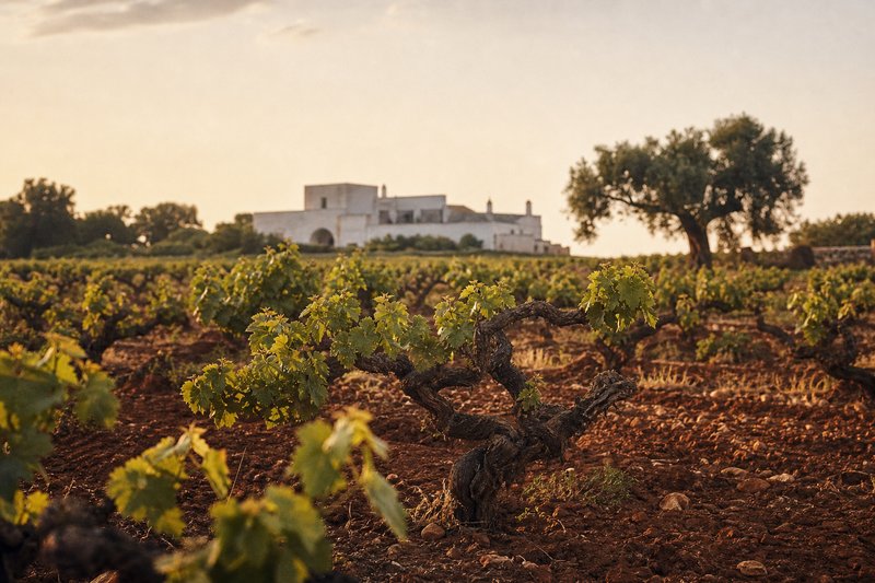 Antichi alberelli di vite del Primitivo nella campagna di Manduria, in Puglia
